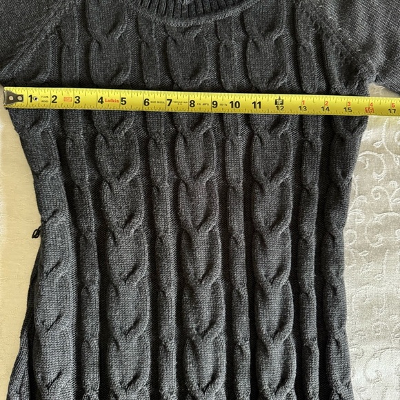 Calvin Klein Charcoal Grey Cowl Neck Belted Cable Knit Sweater Dress - Picture 13 of 16